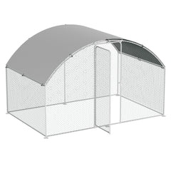 SWANEW Hühnerstall Freilaufgehege XL mit Schloss, 3x2x2m Verzinkter Stahl Hühnerhaus Freigehege Outdoor Geflügelstall Kuppeldach