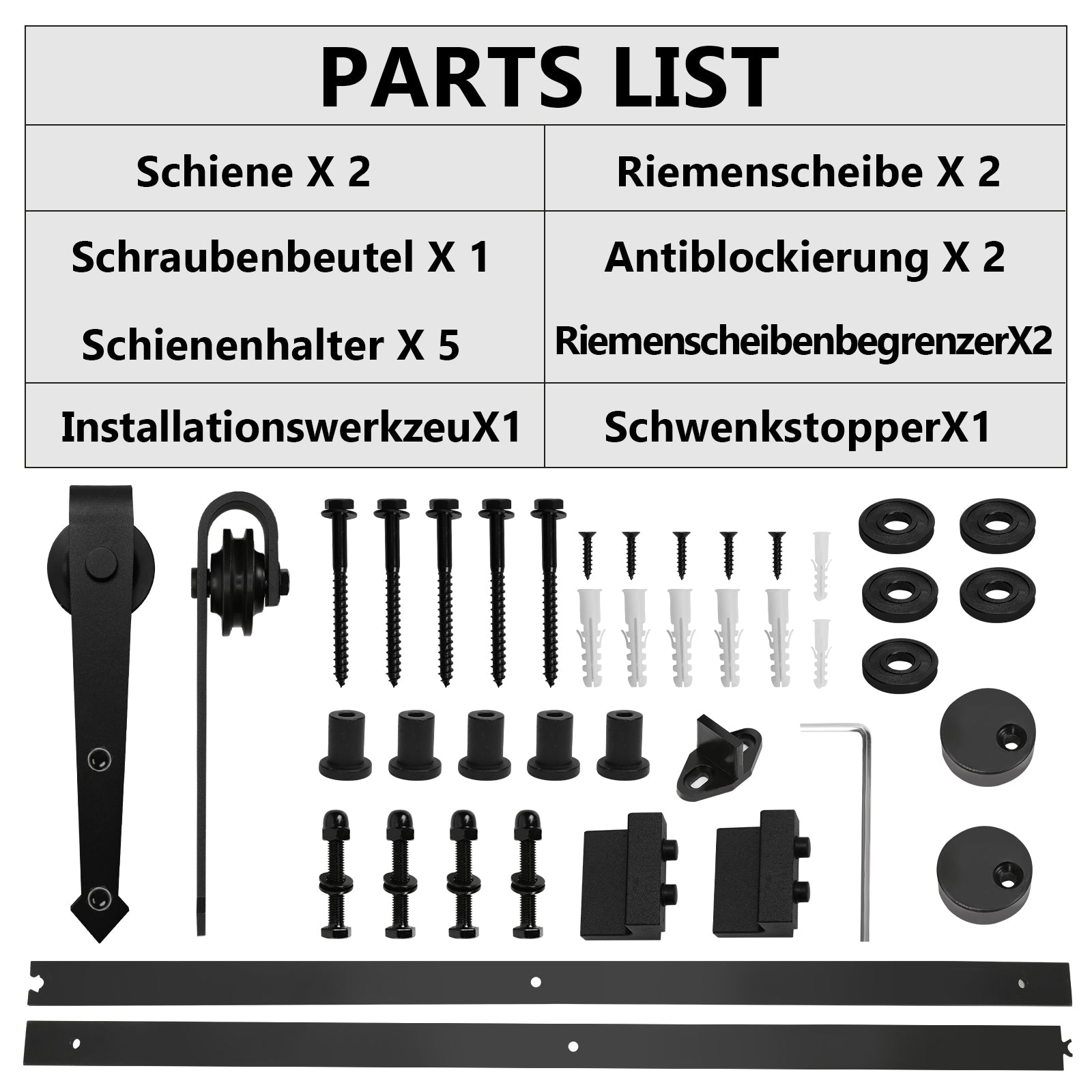 Schiebetürbeschlag Komplettset Pfeil