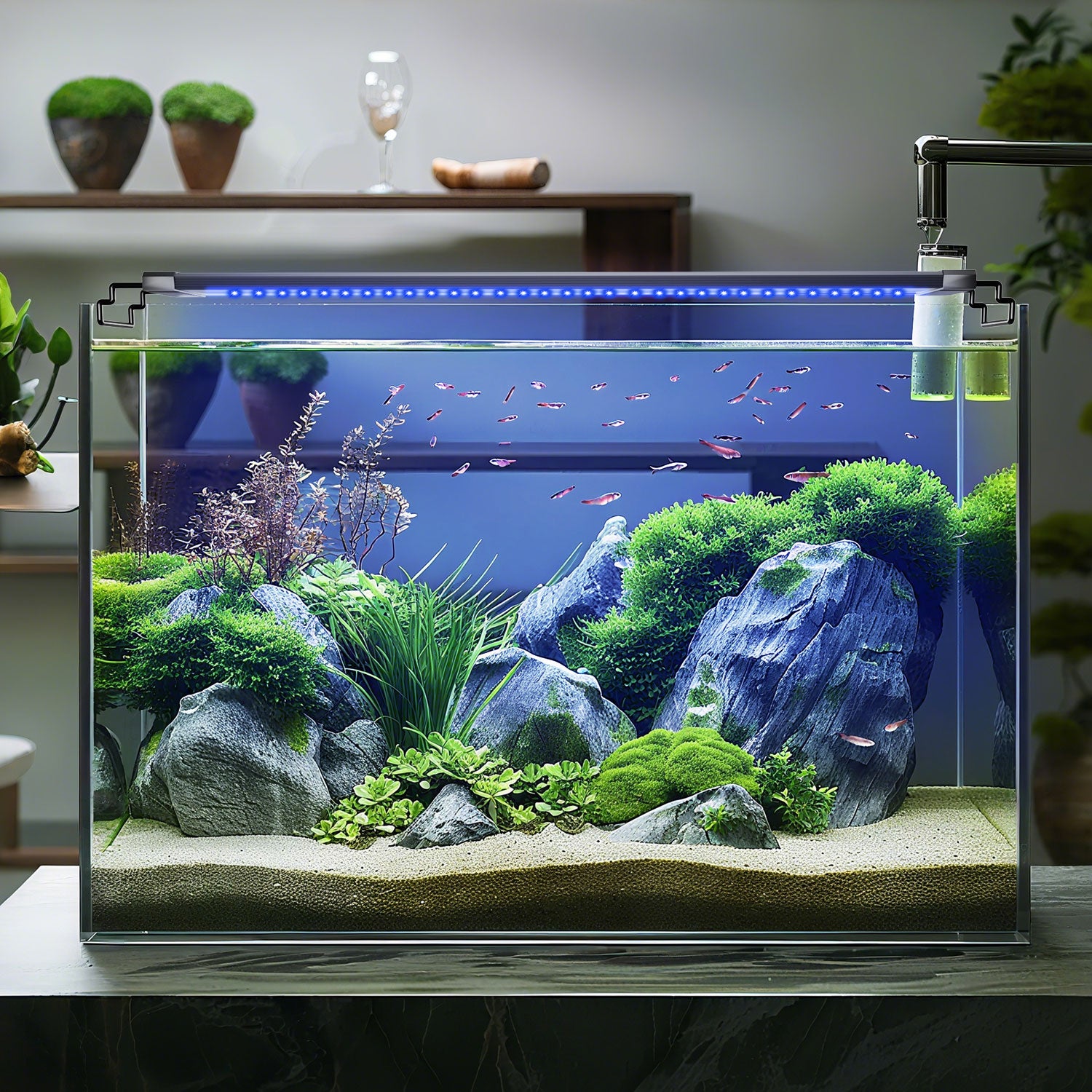 SWANEW LED Aquarium Beleuchtung 18W/30W/45W, Aquarienbeleuchtung 24/7 Modus, wasserdicht, 55-150cm, Aufsetzleuchte Vollspektrum Licht