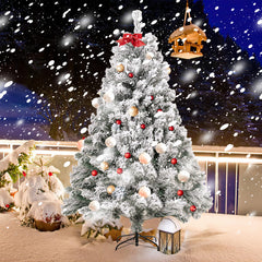SWANEW Künstlicher Weihnachtsbaum mit Schnee, Automatischer künstlich Tannenbaum, Klapp-Schirmsystem