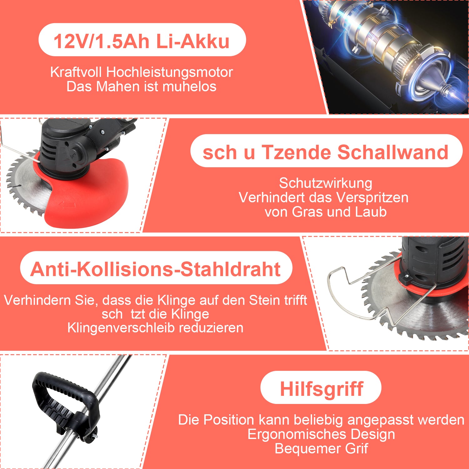 Akku Rasentrimmer mit 2 Akkus