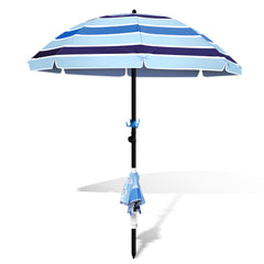 SWANEW Strandschirm Schirm Balkon Strand Terassenschirm 213cm Camping Sonnenschirm mit Tisch&Haken&Tragetasche