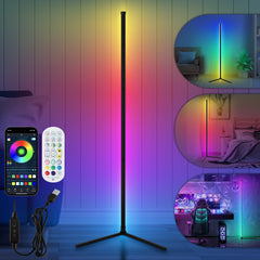 SWANEW LED Stehlampe, RGB Eckenlampe, 150 cm, dimmbar/farbeinstellbar, mit Fernbedienung, App-Steuerung, Musikmodus