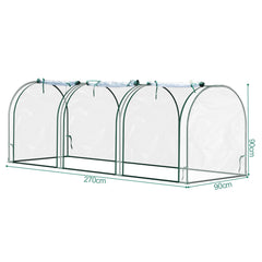 SWANEW Foliengewächshaus Frühbeet Transparent PVC, Gemüse Tomatenhaus Gewächhäuser mit Reißverschluss 270 × 90 × 90cm