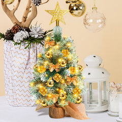 SWANEW Mini Weihnachtsbaum mit LED Beleuchtung, 40CM Tannenbaum Dekoration