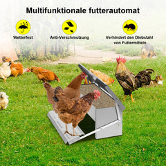 SWANEW Futterautomat für hühner Geflügel mit Deckel Futterspender, 5kg Fußpedal selbstöffnender Futtertrog automat hühnerfutter