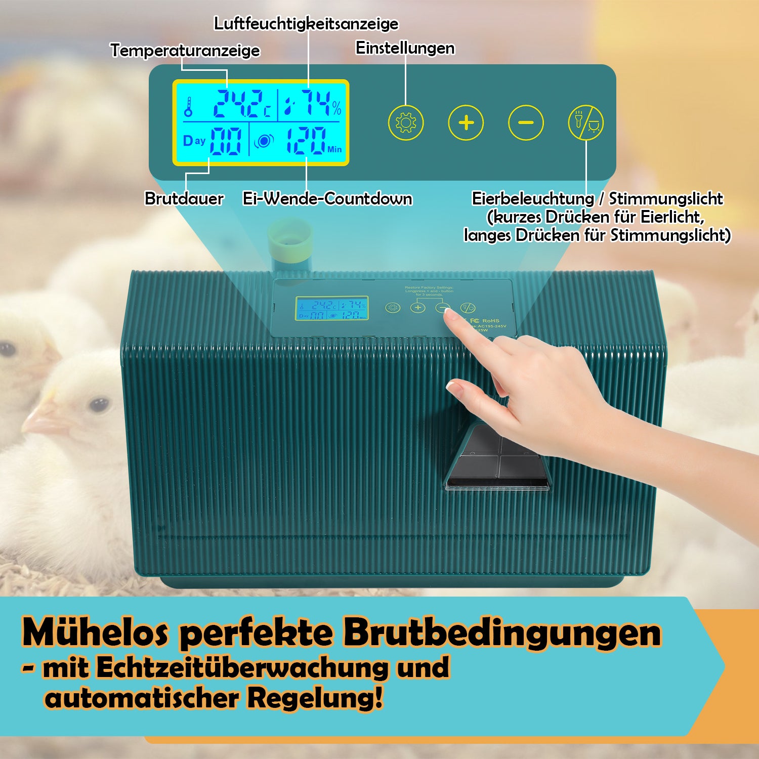 10 Eier Brutmaschine Vollautomatisch