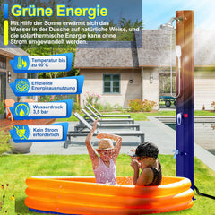 SWANEW Solardusche 20/35/40 Liter Solar Gartendusche Inkl. Schutzhaube und 180° Regenduschkopf, bis 60°C, 50 PSI Wasserdruck, ohne Stromanschluss, fĂŒr den Garten Urlaub und Camping