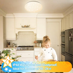 SWANEW 24W Led Deckenleuchte Dimmbar, Sternenhimmel Deckenlampe, mit Fernbedienung, 2160LM, 2700-6500K, IP44