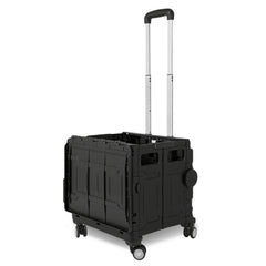 SWANEW Einkaufstrolley Klappbar, Transport Trolley, mit neigbarer Teleskopgriff & Deckel 45L/50L