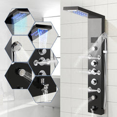 SWANEW 6-in-1 LED Duschpaneel mit Armatur, Edelstahl 304 DuschsÀule mit 5 Duschfunktionen, Wandmontage
