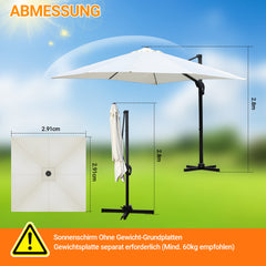 SWANEW Sonnenschirm 300 x 300 cm mit Gartenschirm mit StÀnder Ampelschirm, Sonnenschutz UV50+, 360° Drehbar und Kippbar