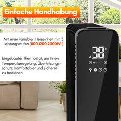 SWANEW Ölradiator Elektroheizung 2500W, Thermostat, Ölheizung Energiesparend
