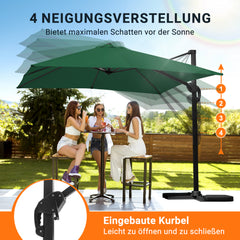 SWANEW Sonnenschirm 300 x 300 cm mit Gartenschirm mit StÀnder Ampelschirm, Sonnenschutz UV50+, 360° Drehbar und Kippbar