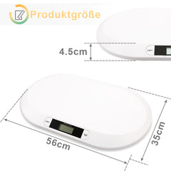 SWANEW Babywaage Flach Digitalwaage Stillwaage Tierwaage, fuer Neugeborene bis 20kg mit LCD-Display, Weiss (56cm x 35cm x 4.5cm)¡