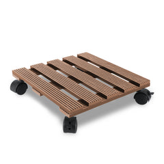 SWANEW WPC Pflanzenroller, Blumenroller mit Rollen, Kübelroller für Pflanzen, Blumentopf, Eckig 30 x 30 cm|Rund Ø 30 x 7,5 cm