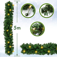SWANEW Weihnachtsgirlande 5m 100 LEDs, Weihnachten Dekoration, Weihnachten GrĂŒne Girlande mit Lichterkette Tannengirlande