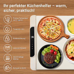 SWANEW Warmhalteplatte Elektrisch, 240W Faltbare Speisenwärmer, mit Kindersicherung, 65x38 cm