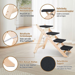 SWANEW Hundetreppe, Hunderampe, 2 in 1 Faltbar Haustiertreppe Hundetreppen, Bis 80kg