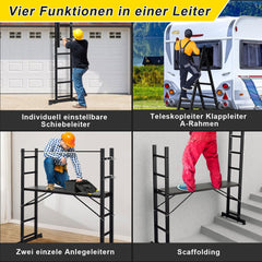Mehrzweckleiter 4-in-1 Aluminium Leiter 6+6 Stufen