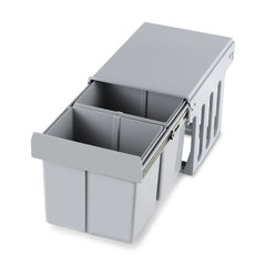 SWANEW 2x Abfallsammler, Einbau Mülleimer 2 x 15L, Mülltrennungssystem Mülleimer küche, Abfalleimer mit Teleskopschienen, für Schränke ab 350 mm Breite