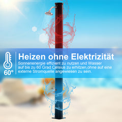 SWANEW Solardusche 20/35/40 Liter Solar Gartendusche Inkl. Schutzhaube und 180° Regenduschkopf, bis 60°C, 50 PSI Wasserdruck, ohne Stromanschluss, fĂŒr den Garten Urlaub und Camping