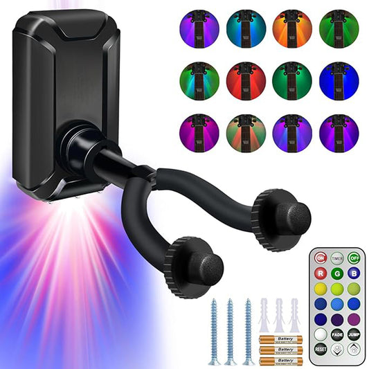 SWANEW Gitarrenhalter, Gitarrenständer, LED Gitarrenwandhalter, Gitarren Haken, für E-gitarre
