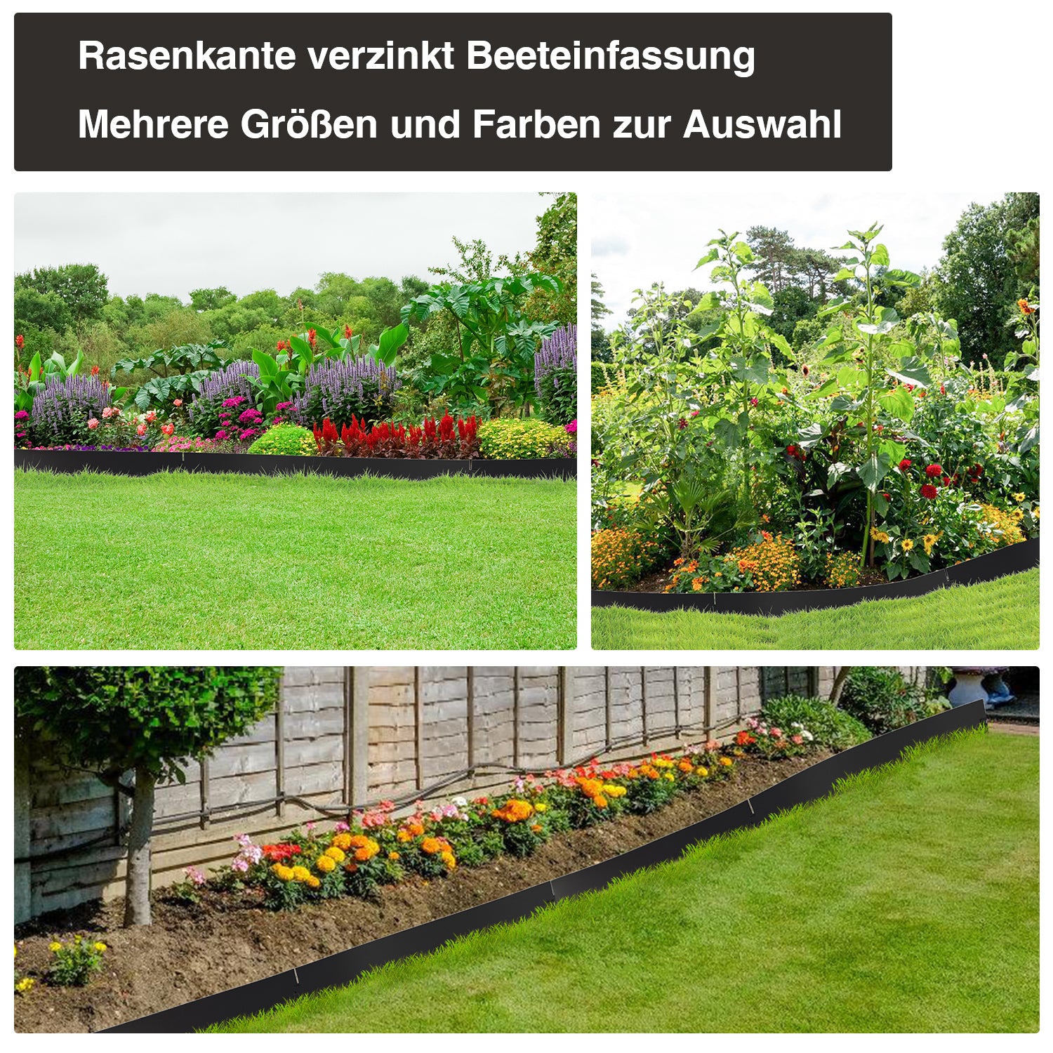 Rasenkante verzinkt Metall Höhe 15cm/18cm