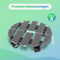SWANEW WPC Pflanzenroller, Blumenroller mit Rollen, Kübelroller für Pflanzen, Blumentopf, Eckig 30 x 30 cm|Rund Ø 30 x 7,5 cm