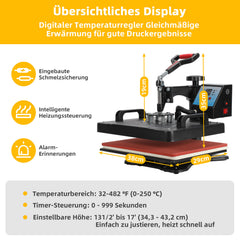 SWANEW 8 in 1 Transferpresse, Heißpresse 38x30cm, T-Shirtpresse