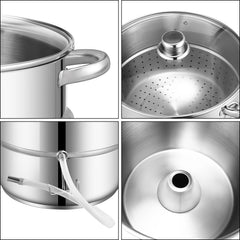 SWANEW Dampfentsafter Saftpresse Edelstahl Induktion Dampf Juicer 8 Liter Ă 26cm 8L, mit 4 BĂŒgelflasche