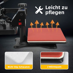 SWANEW 8 in 1 Transferpresse, Heißpresse 38x30cm, T-Shirtpresse