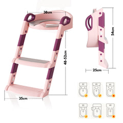 SWANEW Toilettentrainer Kinder, 3 in 1 Toilettensitz, mit Treppe Kissengriff WC Sitz