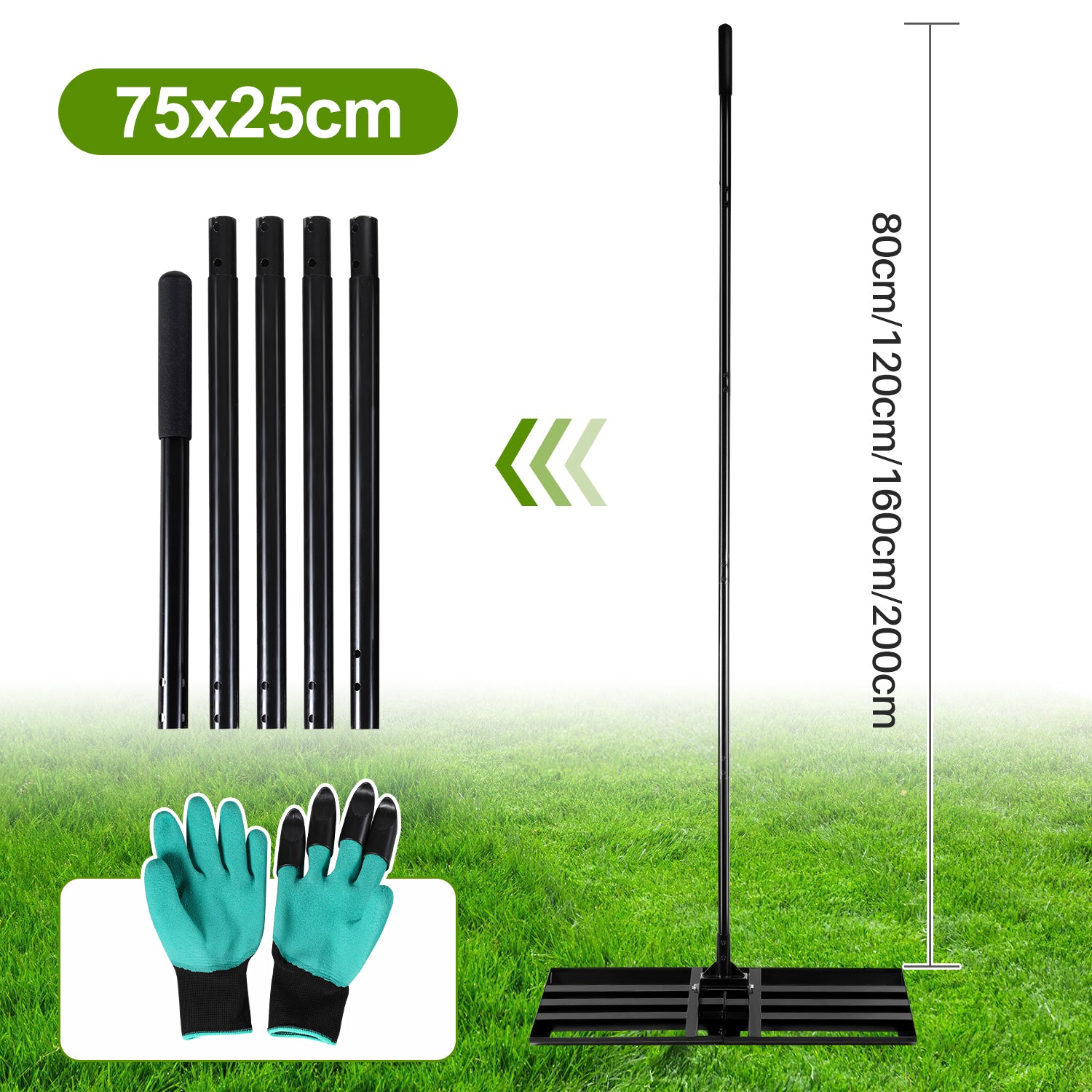 Rasenrakel 75 x 25 cm mit 2 m Stiel