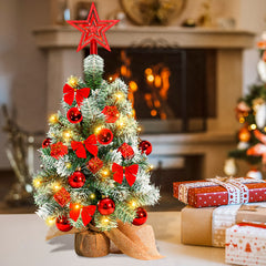 SWANEW Mini Weihnachtsbaum mit LED Beleuchtung, 40CM Tannenbaum Dekoration