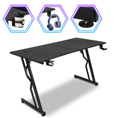SWANEW Gaming Schreibtisch, 120/140cm Ergonomischer Computertisch