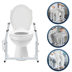 SWANEW Mobile Toiletten Aufstehhilfe, Toilettengestell mit Ablagekorb, Höhenverstellbar WC Stützgestell, Toilettenstützgestell für Senioren, Deaktiviert, Schwangere