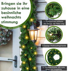 SWANEW Weihnachtsgirlande 5m 100 LEDs, Weihnachten Dekoration, Weihnachten GrĂŒne Girlande mit Lichterkette Tannengirlande