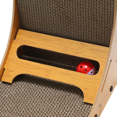 SWANEW Katzen Kratzbrett L förmig Kratzpappe Kratzmatte Eckkratzbrett, 62 cm Hohe Katzenkratzbrett mit Ballspielzeug