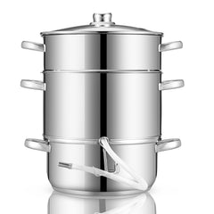 SWANEW Dampfentsafter Saftpresse Edelstahl Induktion Dampf Juicer 8 Liter Ă 26cm 8L, mit 4 BĂŒgelflasche