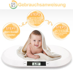 SWANEW Babywaage Flach Digitalwaage Stillwaage Tierwaage, fuer Neugeborene bis 20kg mit LCD-Display, Weiss (56cm x 35cm x 4.5cm)¡