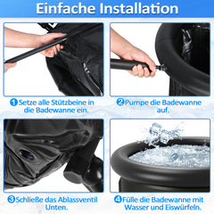 SWANEW Eisbad Eisbaden Tonne 80 cm, Faltbare Badewanne 390L, Kältetherapie Set mit 5 Isolierschichten, Aufblasbare Eistonne-Set für Zuhause