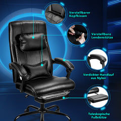 SWANEW Bürostuhl, gaming stuhl, chefsessel Drehsessel mit Kopfstütze Lendenkissen