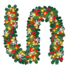 SWANEW Weihnachtsgirlande 5M, Künstlich Tannengirlande mit Beleuchtung, Warmweiß, USB 8 Beleuchtungsmodi verfügbar Weihnachtsdeko