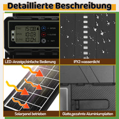 SWANEW Automatische Hühnerklappe Solar Haustierklappe Hühnerstalltür 33x24.5cm
