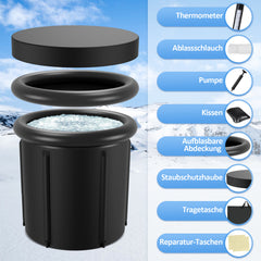 SWANEW Eisbad Eisbaden Tonne 80 cm, Faltbare Badewanne 390L, Kältetherapie Set mit 5 Isolierschichten, Aufblasbare Eistonne-Set für Zuhause