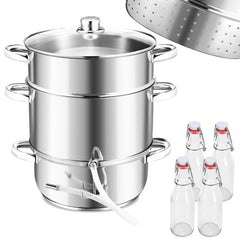 SWANEW Dampfentsafter Saftpresse Edelstahl Induktion Dampf Juicer 8 Liter Ă 26cm 8L, mit 4 BĂŒgelflasche