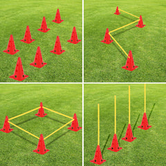SWANEW Steckhürdenset Hund, Agility Hürden Steckhürden Set, Koordinationstraining, Multifunktionskegel
