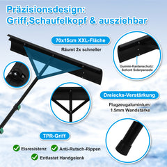 SWANEW Photovoltaik Schneeschieber Mit Rollen, Dachräumer, 108-360 cm Alu teleskopierbar