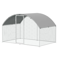 SWANEW Hühnerstall Freilaufgehege XL mit Schloss, 3x2x2m Verzinkter Stahl Hühnerhaus Freigehege Outdoor Geflügelstall Kuppeldach